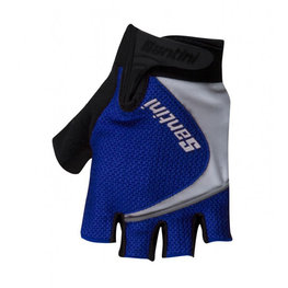 SANTINI Kolesarske rokavice s kratkimi prsti - STUDIO - črna/turkizna