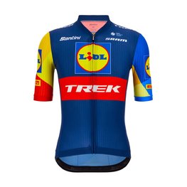 SANTINI Kolesarski dres s kratkimi rokavi - LIDL TREK 2024 TEAM ORIGINAL - rdeča/rumena/modra