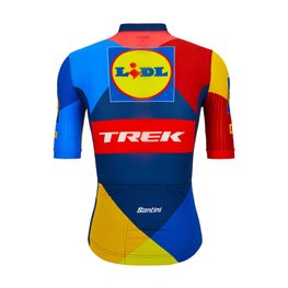 SANTINI Kolesarski dres s kratkimi rokavi - LIDL TREK 2024 TEAM ORIGINAL - rdeča/rumena/modra
