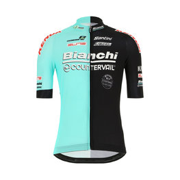 SANTINI Kolesarski dres s kratkimi rokavi - TEAM BIANCHI 2019 - črna/turkizna