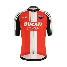 SANTINI Kolesarski dres s kratkimi rokavi - DUCATI CORSE 2019 - črna/rdeča