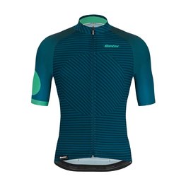 SANTINI Kolesarski dres s kratkimi rokavi - KARMA MILLE - modra/zelena