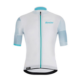 SANTINI Kolesarski dres s kratkimi rokavi - MITO SPILLO - svetlo modra/bela