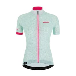SANTINI Kolesarski dres s kratkimi rokavi - GIADA HIP LADY - bela/svetlo modra/rožnata