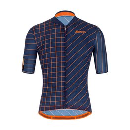 SANTINI Kolesarski dres s kratkimi rokavi - SLEEK DINAMO - oranžna/modra