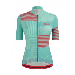 SANTINI Kolesarski dres s kratkimi rokavi - GIADA OPTIC LADY - modra/rožnata