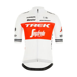 SANTINI Kolesarski dres s kratkimi rokavi - TREK 2019 BLEND - bela/rdeča