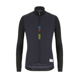 SANTINI Kolesarski dres z dolgimi rokavi zimski - UCI RAINBOW WINTER - črna