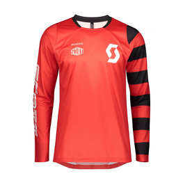 SCOTT Kolesarski dres z dolgimi rokavi poletni - TRAIL VERTIC SUMMER - rdeča/bela