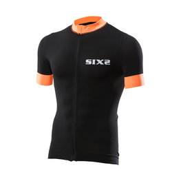 SIX2 Kolesarski dres s kratkimi rokavi - BIKE3 STRIPES - črna/oranžna