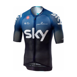 CASTELLI Kolesarski dres s kratkimi rokavi - TEAM SKY 2019  - bela/modra/črna