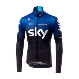 CASTELLI Kolesarski dres z dolgimi rokavi zimski - TEAM SKY 2019 WINTER - modra/črna/bela