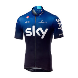CASTELLI Kolesarski dres s kratkimi rokavi - TEAM SKY FAN 2019  - črna/modra/bela