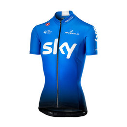 CASTELLI Kolesarski dres s kratkimi rokavi - TEAM SKY FAN 2019 - svetlo modra/bela/črna